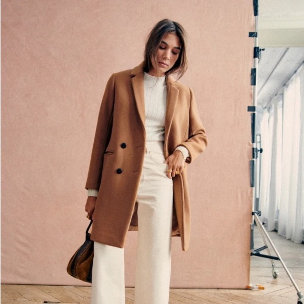 Sezane Johnson Coat in Camel, Size 2